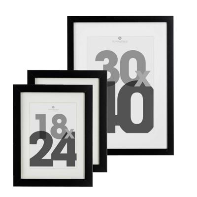 Fotolijstjes set - 1x voor 30 x 40 cm - 2x voor 18 x 24 cm - zwart - modern/strak ontwerp
