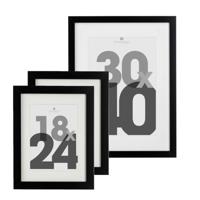 Fotolijstjes set - 1x voor 30 x 40 cm - 2x voor 18 x 24 cm - zwart - modern/strak ontwerp