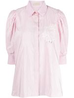 Elie Saab chemise rayée à logo brodé - Rose - thumbnail