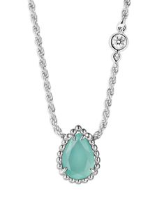 Boucheron collier Serpent Bohème en or blanc 18ct orné de diamants et d'aquaprase - Argent