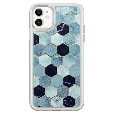 iPhone 11 hybride hoesje - Blue cubes