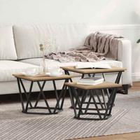 Salontafel 3 pcs artisanaal eikenkleurig 50 x 50 x 40 cm