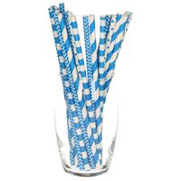 100x stuks Drinkrietjes van papier - 100x - blauw - 20 cm