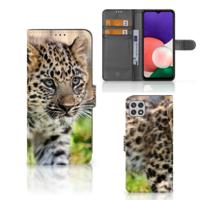 Samsung Galaxy A22 5G | Telefoonhoesje | Met pasjeshouder | Baby Luipaard Samsung Galaxy A22 5G | Telefoonhoesje | Met pasjeshouder | Baby Luipaard