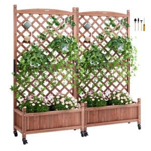 VEVOR 2x plantenbak met traliewerk 75 x 33 x 156 cm bloembak met traliewerk verhoogd bed spar plantenbed 50 kg draagvermogen van het enkele frame tuinbed bloembed voor tuindecoratie balkongroen