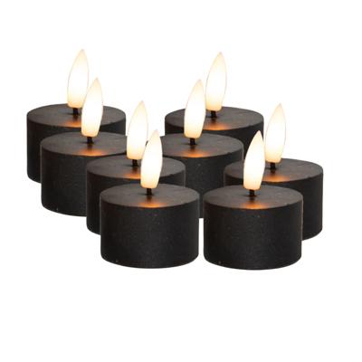 Anna's Collection LED theelichtjes/waxinelichtjes - 8x st - zwart - D4 x H5 cm Anna's Collection LED theelichtjes/waxinelichtjes - 8x st - zwart - D4 x H5 cm