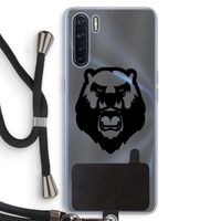Angry Bear (black): Oppo A91 Transparant Hoesje met koord