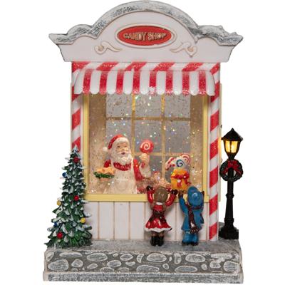 Anna's Collection Snowglobe speelgoedwinkel - met kerstman - 22 cm - sneeuwbol?lantaarn