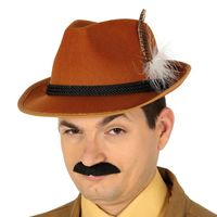 Guirca Tiroler/oktoberfest hoedje voor heren - verkleed accessoires - bruin - met veer   - - thumbnail