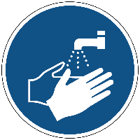 Handen wassen verplicht gebods- Ø 200 mm - Sticker