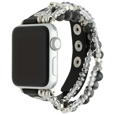 Apple Watch Leren Sieraden Band - Zwart - 38, 40, 41 & 42mm Apple Watch Leren Sieraden Band - Zwart - 38, 40, 41 & 42mm