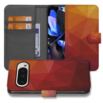 Polygon Rood Google Pixel 10 | 10 Pro Portemonnee Hoesje | Portemonnee hoesje