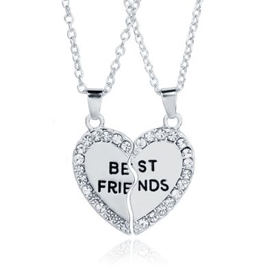 BFF Ketting LGT Jewels Best Friends Hartje Kristallen Zilverkleurig