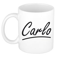 Naam cadeau mok / beker Carlo met sierlijke letters 300 ml - thumbnail