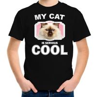 Rag doll katten / poezen t-shirt my cat is serious cool zwart voor kinderen Rag doll katten / poezen t-shirt my cat is serious cool zwart voor kinderen