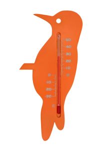 Muurthermometer kunststof oranje specht 15x7,5x0,3 cm - Nature