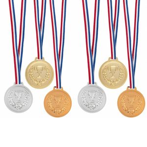 Medailles met lint - 20x - goud zilver brons - kunststof - 6 cm - speelgoed