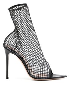 Gianvito Rossi bottines en mesh à bout pointu - Noir