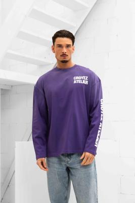 Croyez Sprayed Atelier Longsleeve T-Shirt Heren Paars/Wit - Maat M - Kleur: WitPaars | Soccerfanshop