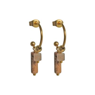 Flow Jewels Open Creolen Anisya Beige Cilinders Goud