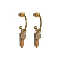 Flow Jewels Open Creolen Anisya Beige Cilinders Goud