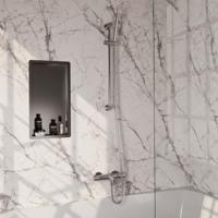 Brauer Brushed Carving Opbouw Baddouche Thermostaatkraan - Staaf - Doucheslang - Glijstang - Handdouche - Rvs Geborsteld Pvd