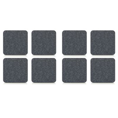 Onderzetters voor glazen - 8x - vilt - 10 x 10 cm - antraciet grijs