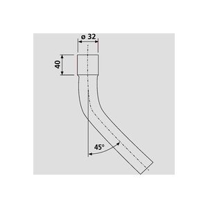 valpijpbocht t.b.v hooghangend reservoir 90° Ø33x35mm 24x35cm wit