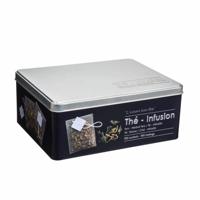 5Five Theedoos - 100 theezakjes - metaal - 20,5 x 16 x 8,5 cm - theeblik 5Five Theedoos - 100 theezakjes - metaal - 20,5 x 16 x 8,5 cm - theeblik