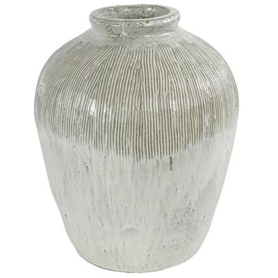 Countryfield Bloemenvaas/bloempot Gayle - witgroen - L30 x B30 x H37 cm - rustiek - decoratie?