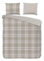 Good Morning Dekbedovertrek "geruite print" - Zand - (240x200/220 cm) - Katoen Flanel