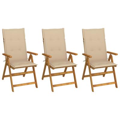 Tuinstoelen 3 st inklapbaar met kussens massief acaciahout