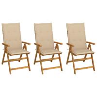 Tuinstoelen 3 st inklapbaar met kussens massief acaciahout