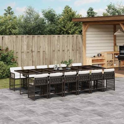 13-delige Tuinset met kussens poly rattan bruin