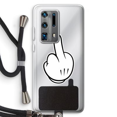 Middle finger black: Huawei P40 Pro Plus Transparant Hoesje met koord