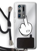 Middle finger black: Huawei P40 Pro Plus Transparant Hoesje met koord