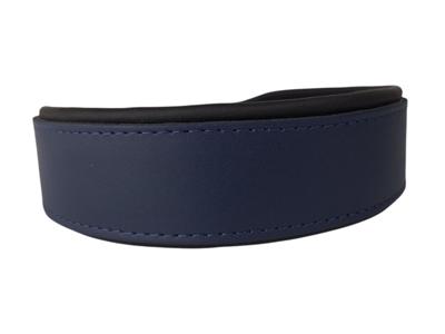 Leren hondenhalsband donkerblauw / zwart