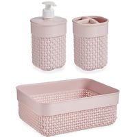 Badkamer accessoires set 3-delig pastel lichtroze van kunststof