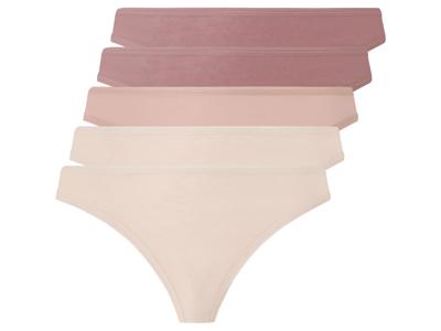 esmara 5 dames strings (roze/beige, XS (32/34))