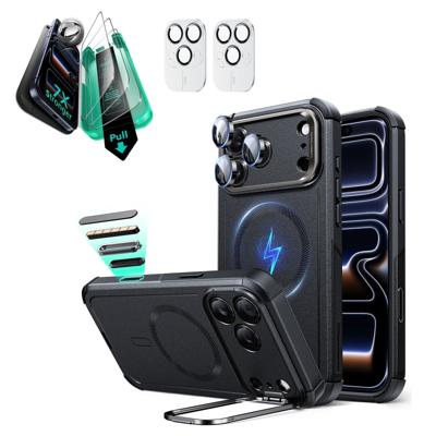 iPhone 17 Pro Bundle Cyber Tough Magnetic Case (Camera Control, Stash Stand) and Armorite Screen Protector - Black iPhone 17 Pro Bundle Cyber Tough Magnetic Case (Camera Control, Stash Stand) and Armorite Screen Protector - Black