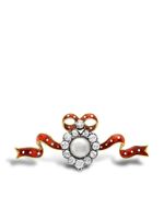 Pragnell Vintage broche en or 18ct serti de perles et diamants (1891-1900) - Rouge