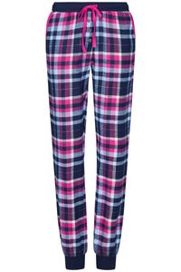 Flanellen pyjamabroek roze blauw geruit Emma