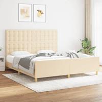 Bedframe met hoofdeinde stof crèmekleurig 180x200 cm