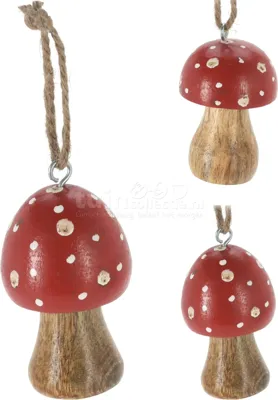 Kerstornament Paddenstoel 7cm Assorti 1st