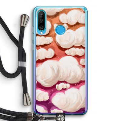 Katoen Wolken: Huawei P30 Lite Transparant Hoesje met koord