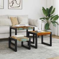 3-delige Tafeltjesset massief gerecycled hout