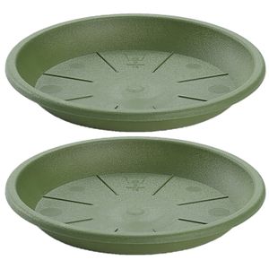 2x stuks opvangschaal Plantenpot donkergroen rond 30 cm