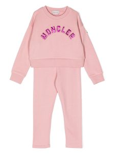 Moncler Enfant survêtement en coton à patch logo - Rose