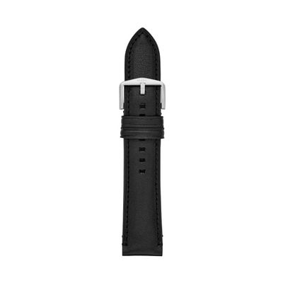 Fossil horlogeband S221254 Leder Zwart 22mm + zwart stiksel