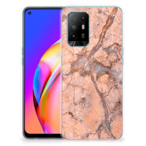 OPPO A94 5G | Reno5 Z TPU Siliconen Hoesje Marmer Oranje